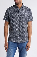 Stone Rose Sailboat Print Short Sleeve Stretch Cotton & Lyocell Button-Up Shirt Navy at Nordstrom,