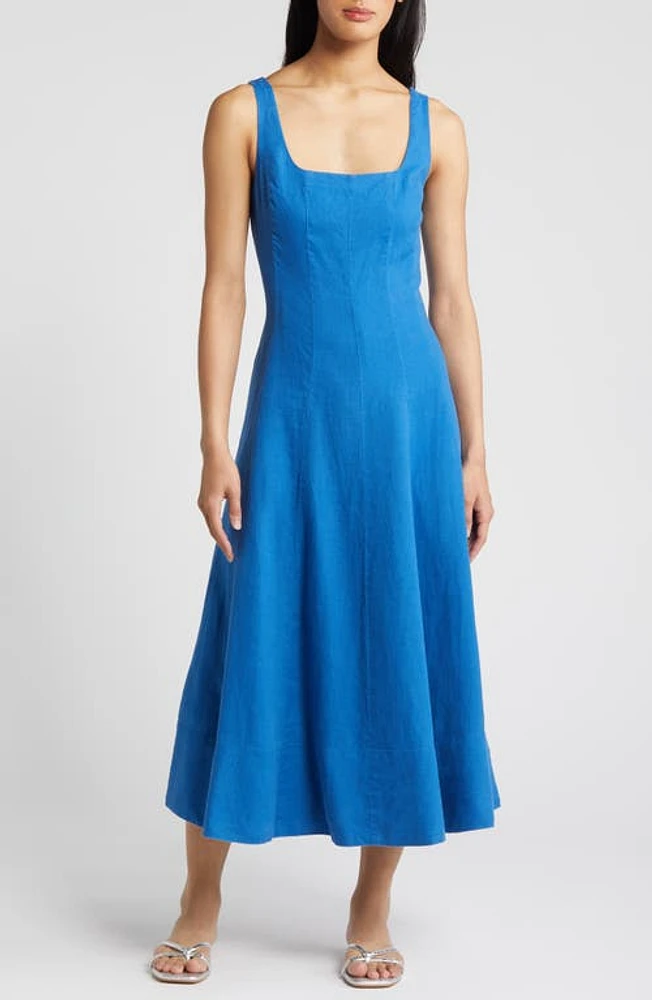 Lilly Pulitzer Calina Linen Midi Sundress Barton Blue at Nordstrom,