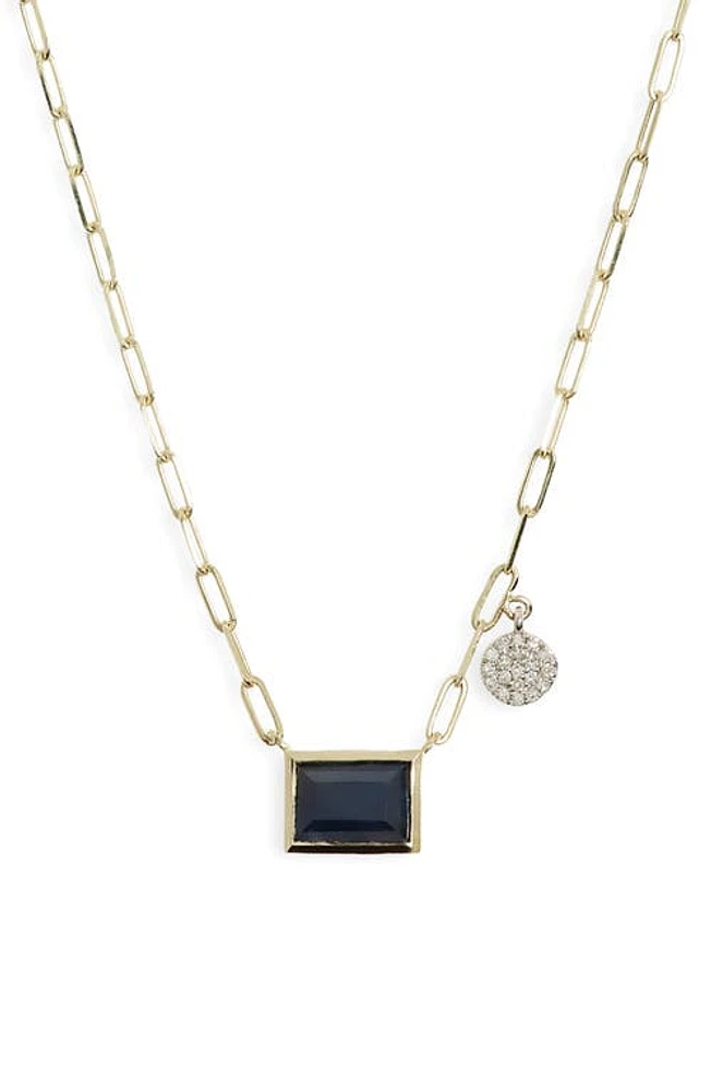 Meira T Sapphire Pendant & Diamond Charm Necklace in Blue at Nordstrom, Size 18