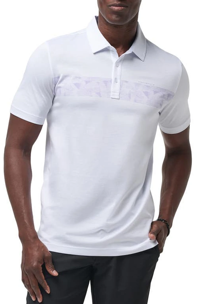 TravisMathew Bigger Boat Chest Stripe Polo White at Nordstrom,