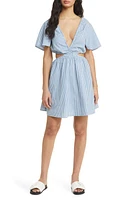 Topshop Stripe Cutout Cotton Dress Blue at Nordstrom, Us