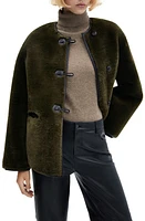 MANGO Faux Fur Jacket in Khaki at Nordstrom, Size Large