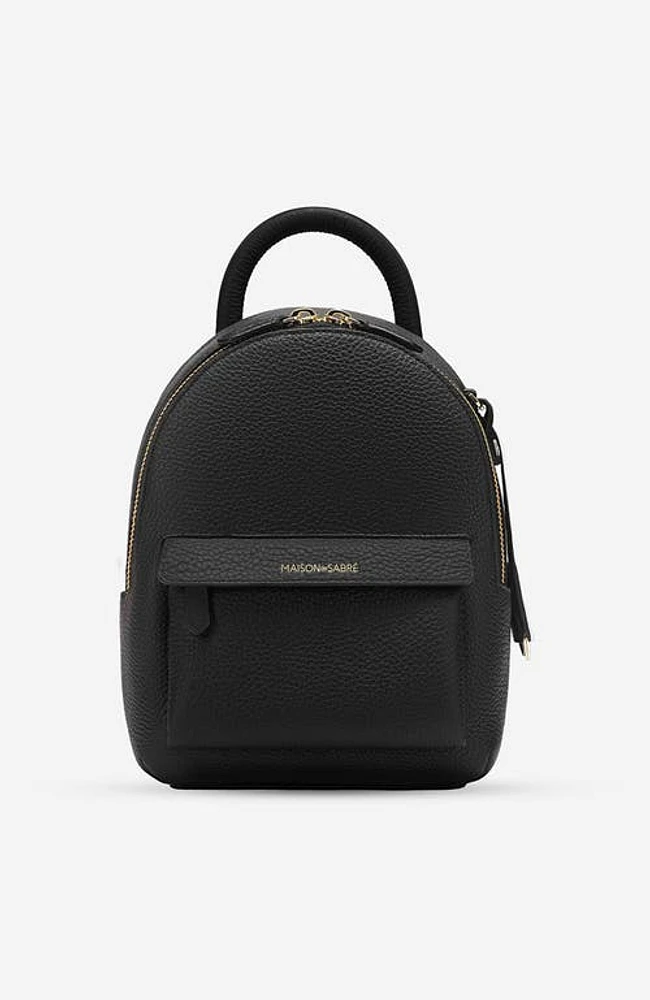 MAISON de SABRÉ Leather Mini Backpack in Black Caviar at Nordstrom, Size Small