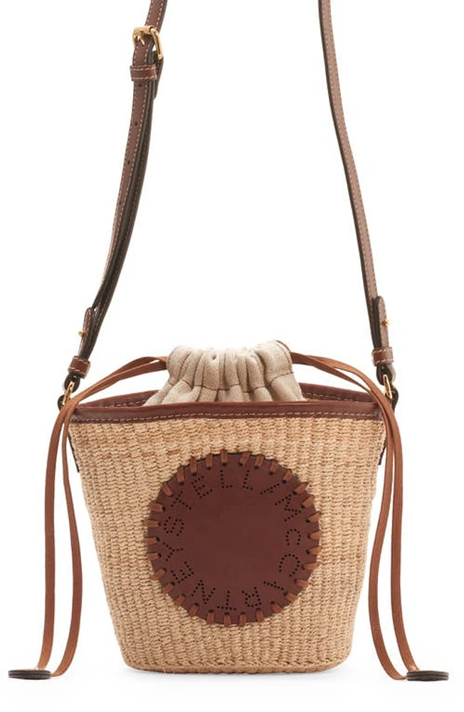 Stella McCartney Perforated Logo Woven Abaca Crossbody Bag in Natural at Nordstrom