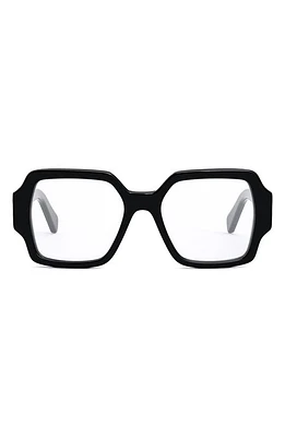 CELINE Triomphe 52mm Square Reading Glasses in Shiny Black at Nordstrom