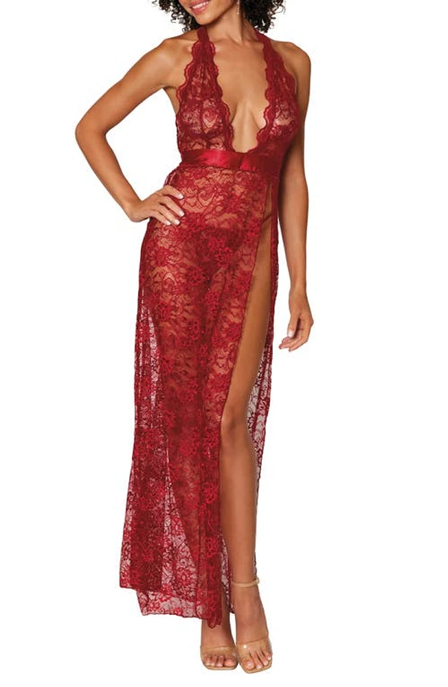 Dreamgirl Lace Longline Chemise Garnet at Nordstrom,