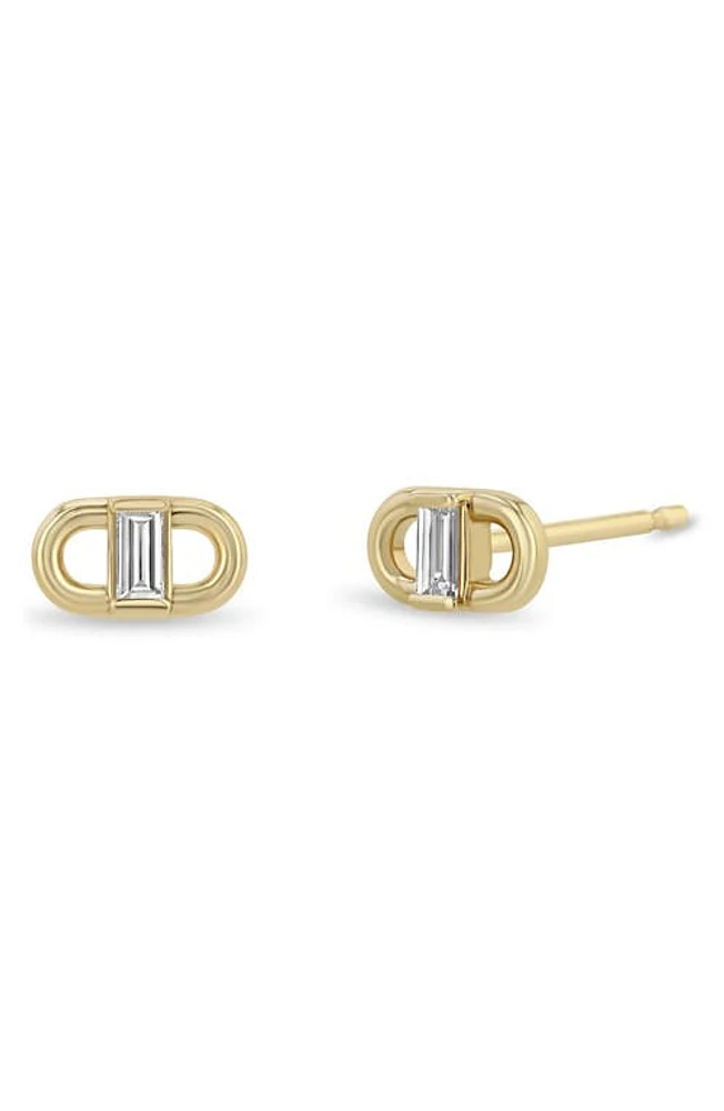 Zoë Chicco Diamond Oval Link Stud Earrings in Yellow Gold at Nordstrom