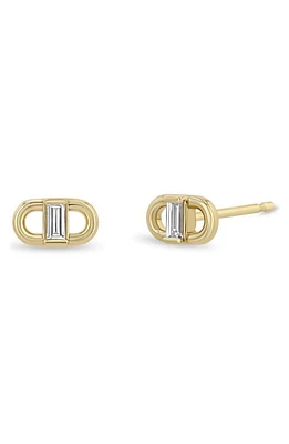 Zoë Chicco Diamond Oval Link Stud Earrings in Yellow Gold at Nordstrom