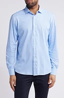 Emanuel Berg 4Flex Modern Fit Floral Knit Button-Up Shirt Light Pastel Blue at Nordstrom,