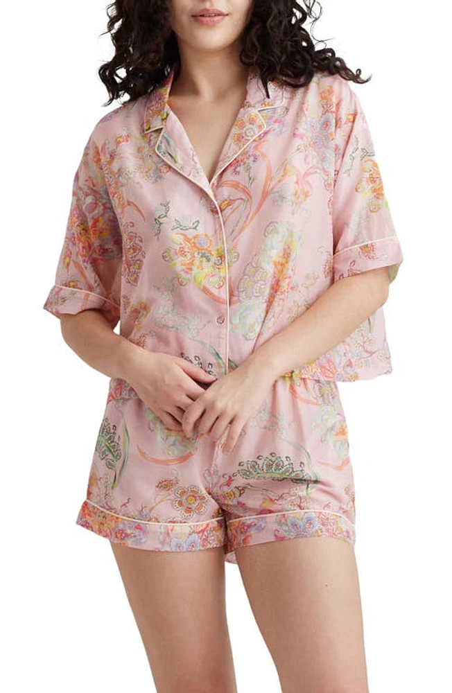 Papinelle Coco Floral Cotton & Silk Short Pajamas Pink at Nordstrom,