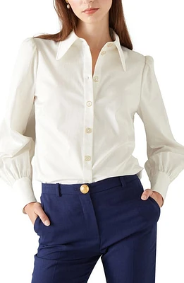 LK Bennett Sonya Puff Shoulder Shirt in White at Nordstrom, Size 12 Us