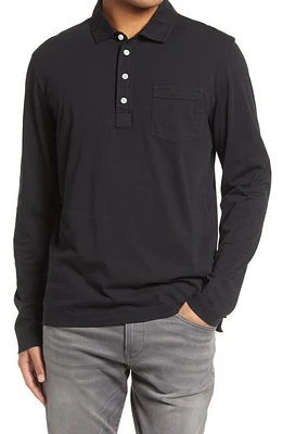 Billy Reid Pensacola Long Sleeve Organic Cotton Pocket Polo Black at Nordstrom,