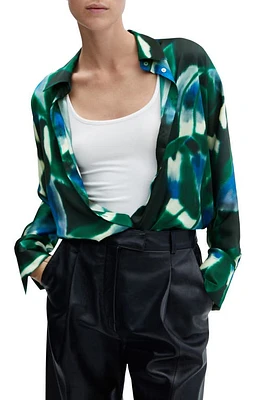 MANGO Print Shirt Green at Nordstrom,