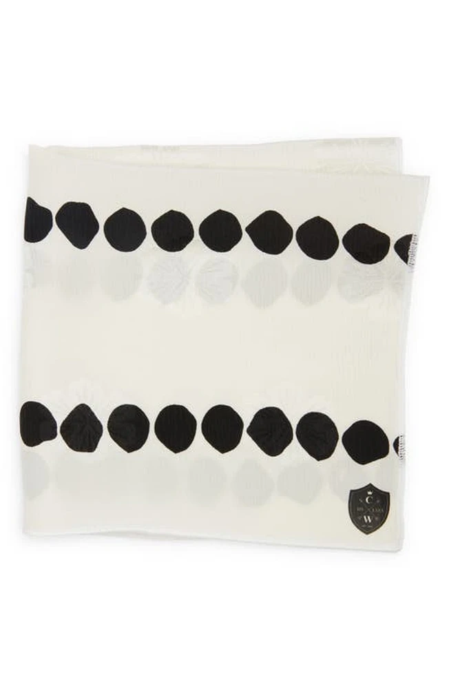 CLIFTON WILSON Black Dot Floral Jacquard Silk Pocket Square in White at Nordstrom