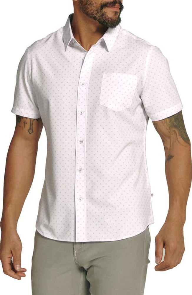 7 Diamonds Gareth Floral Dot Short Sleeve Performance Button-Up Shirt at Nordstrom,