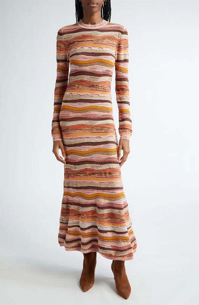 Ulla Johnson Fauna Long Sleeve Maxi Sweater Dress Sunset at Nordstrom,