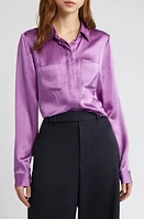 FRAME Pocket Silk Button-Up Shirt Orchid at Nordstrom,