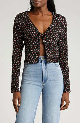 Rolla's Maggie Floral Tie Front Top Black at Nordstrom,