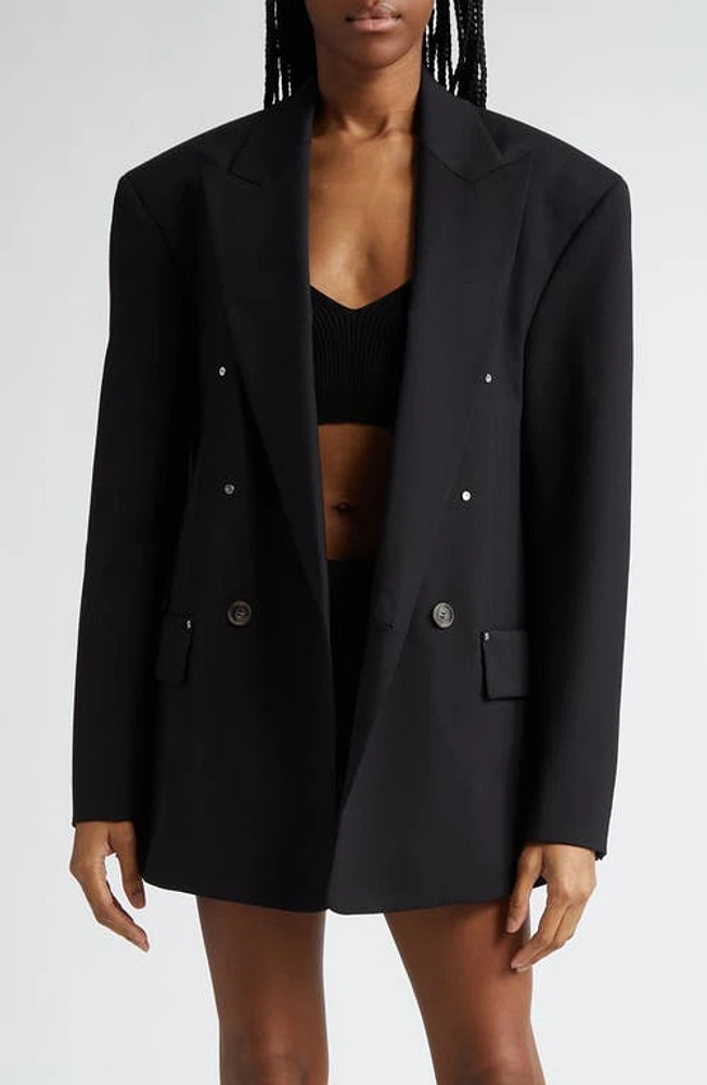 Dion Lee Oversize Double Breasted Stretch Wool Blazer in Black at Nordstrom, Size Small