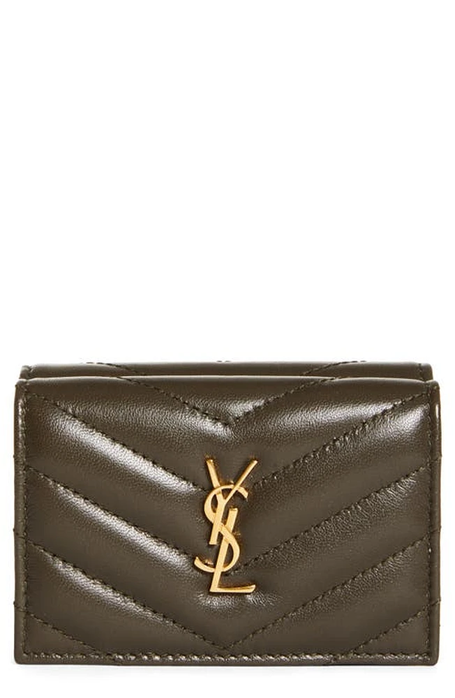 Saint Laurent Tiny Matelasse Origami Trifold Leather Wallet in Light Musk at Nordstrom