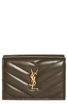 Saint Laurent Tiny Matelasse Origami Trifold Leather Wallet in Light Musk at Nordstrom