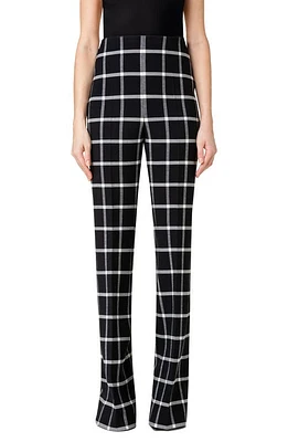 Akris Faralda Check Double Face Wool Blend Pants 919-Black/Ecru at Nordstrom,