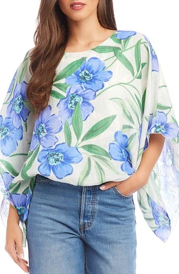 Karen Kane Blouson Linen Top Floral Print at Nordstrom,