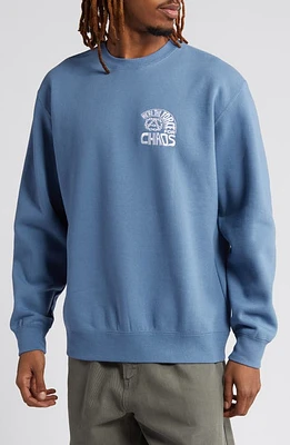 Obey Force for Chaos Embroidered Crewneck Sweatshirt Coronet Blue at Nordstrom,