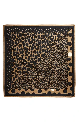 Max Mara Leopard Print & Polka Dot Silk Scarf in Black at Nordstrom