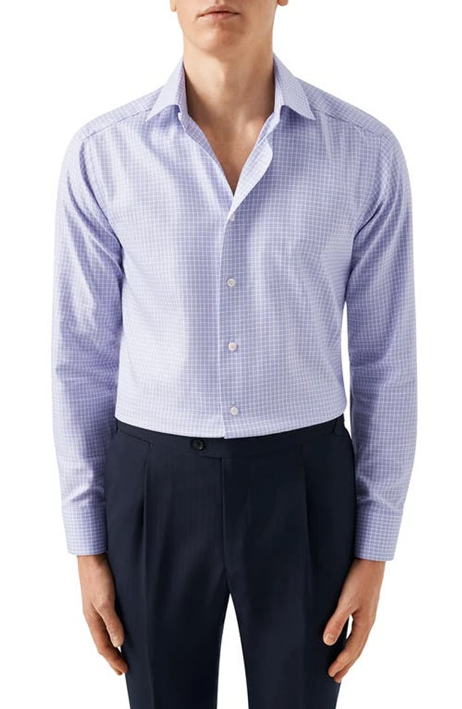 Eton Contemporary Fit Check Organic Cotton Dress Shirt Medium Pink at Nordstrom,