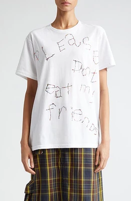 Collina Strada Oversize Crystal Embellished Organic Cotton T-Shirt in White at Nordstrom, Size Small