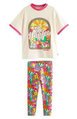 Little Bird Kids' Be Happy Cotton Graphic T-Shirt & Leggings Set Pink at Nordstrom, Y