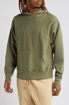 Service Works Arch Logo Organic Cotton Graphic Hoodie Olive at Nordstrom,