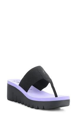 Fly London Yomu Wedge Flip Flop in 010 Black/Viola Grograin at Nordstrom, Size 9-9.5Us