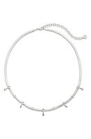 Kendra Scott Gracie Crystal Station Snake Chain Necklace in Silver White at Nordstrom