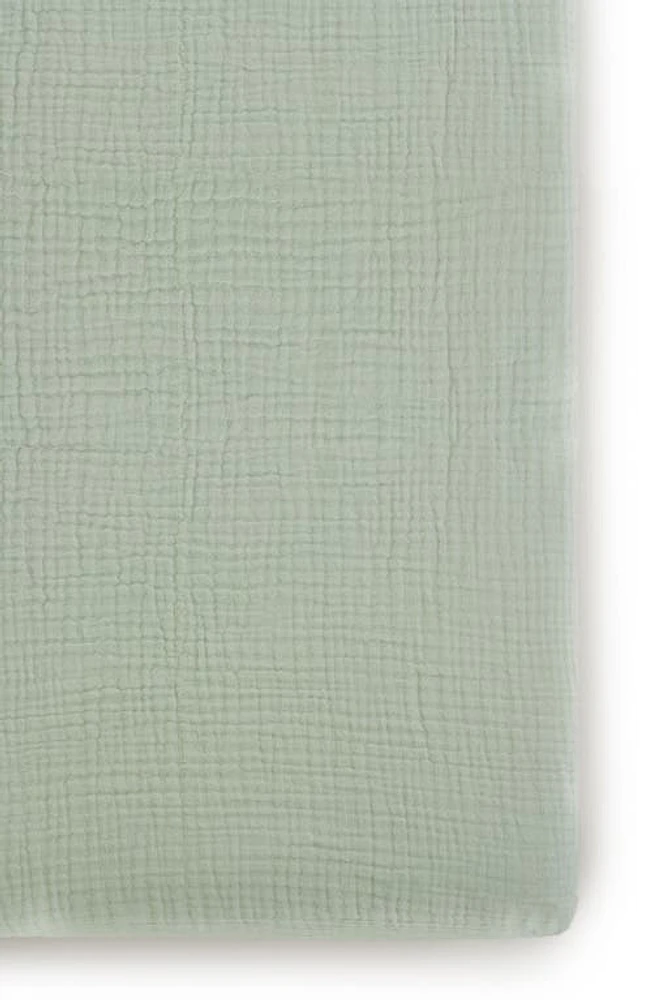 Oilo Organic Cotton Muslin Crib Sheet in Sea Moss at Nordstrom