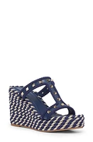 Valentino Garavani Rockstud Wedge Espadrille Sandal in Blue/White at Nordstrom, Size 9Us