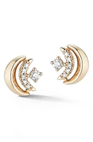 Dana Rebecca Designs Reese Brooklyn Diamond Double Crescent Stud Earrings in Yellow Gold at Nordstrom