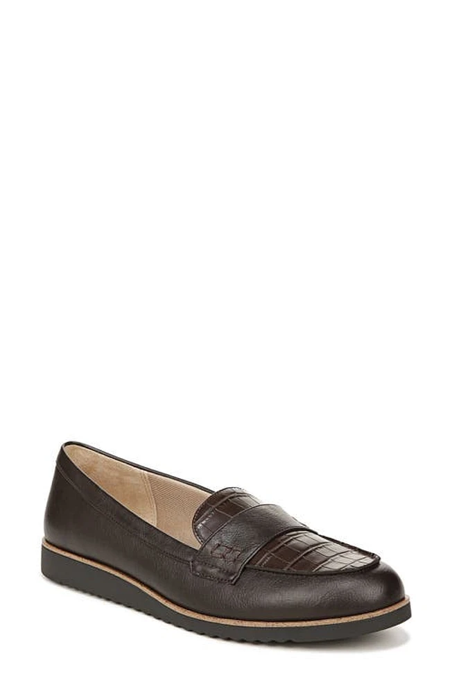 LifeStride Zee Croc Embossed Loafer Dark Chocolate at Nordstrom,