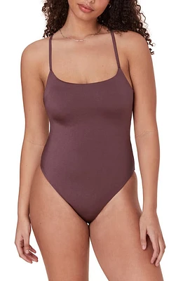 Andie The Fiji Lace-Up Back One-Piece Swimsuit Licorice at Nordstrom,