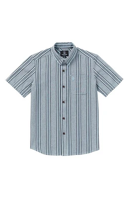 Volcom Kids' Newbar Stripe Short Sleeve Button-Up Shirt Celestial Blue at