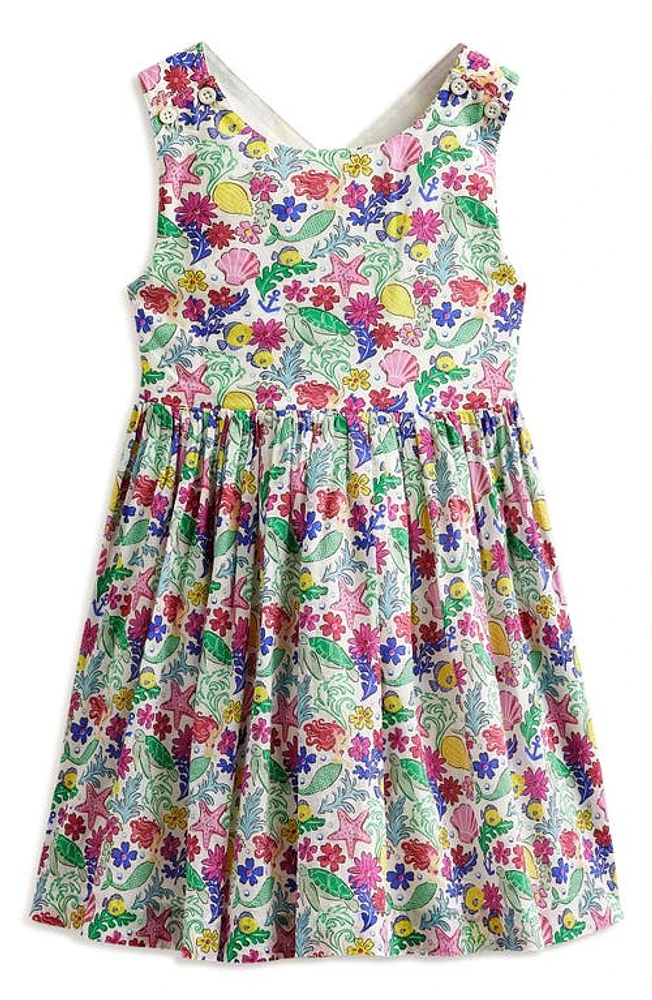 Mini Boden Kids' Mermaid Ditzy Print Cotton Cross Back Sundress Multi Ditsy at Nordstrom,