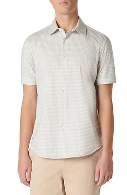 Bugatchi Miles OoohCotton Geometric Short Sleeve Button-Up Shirt Sand at Nordstrom,