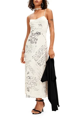 Desigual Letters Print Slipdress & Crop Sweater White Mix at Nordstrom,