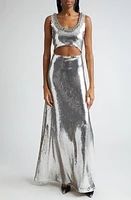 Rabanne Sequin Cutout Maxi Dress Silver at Nordstrom, Us