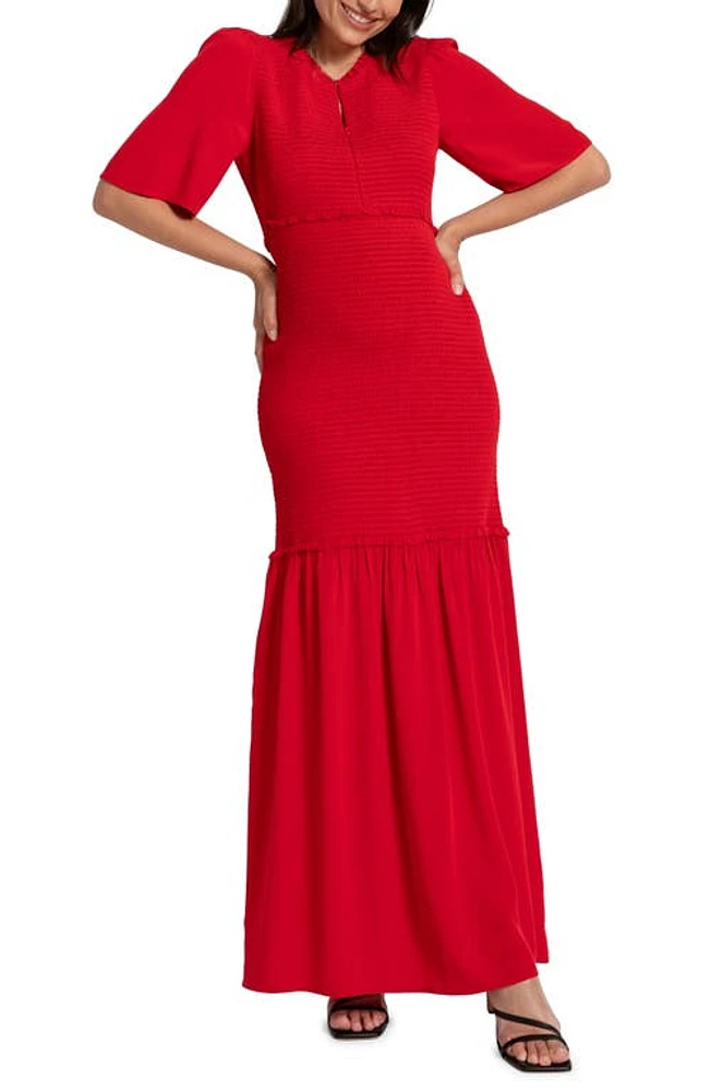 Seraphine Smocked Maternity-to-Nursing Maxi Dress Coral at Nordstrom,