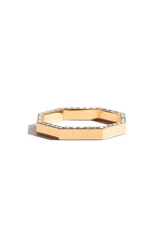 JEM Paris Octogone Pavé Lab Created Diamond Band in 18K Yellow Gold/Lab Diamonds at Nordstrom, Size 6