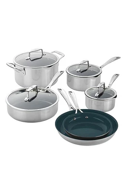 ZWILLING Clad CFX 10-Piece Nonstick Cookware Set in Stainless Steel at Nordstrom