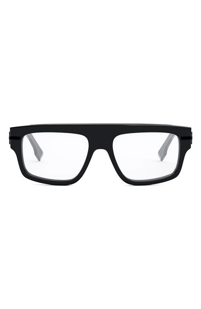 'Fendigraphy 54mm Rectangular Optical Glasses in Shiny Black at Nordstrom