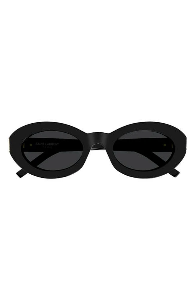 Saint Laurent 52mm Round Sunglasses in Black at Nordstrom